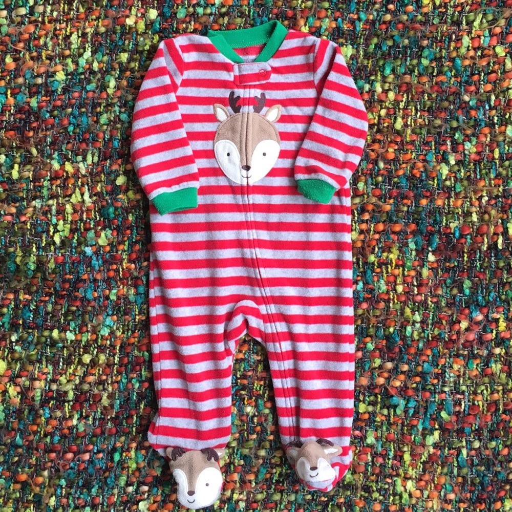 Carter's Reindeer Zip-Up Fleece Pajamas